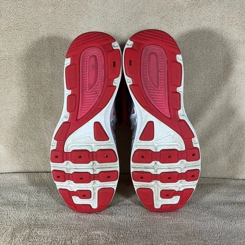 Nike Dual Fusion Lite Womens Size 6.5 Running Shoes Silver Red 599560-001
